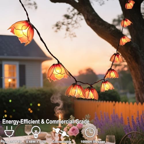TWINKVILLA Decorative String Lights Plug in with 10 Bulbs, Flower Garland Fairy Lights Connectable Weatherproof Outdoor Indoor for Wedding Garden Pergola Bedroom Porch Floral Home Decor (Multicolor) - Image 3
