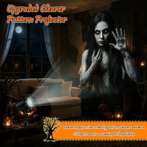 Halloween Decoration Outdoor, 3D White Female Ghost Project Light - Image 5