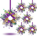 6 PCS Mardi Gras Purple and Green Glitter Mini Cabinet Wreaths for Front Door Carnival Party Decor Wreath Mardi Gras Hanging Garlands Candle Rings for Front Door Home Window Chair Wall Indoor Outdoor by Unknown