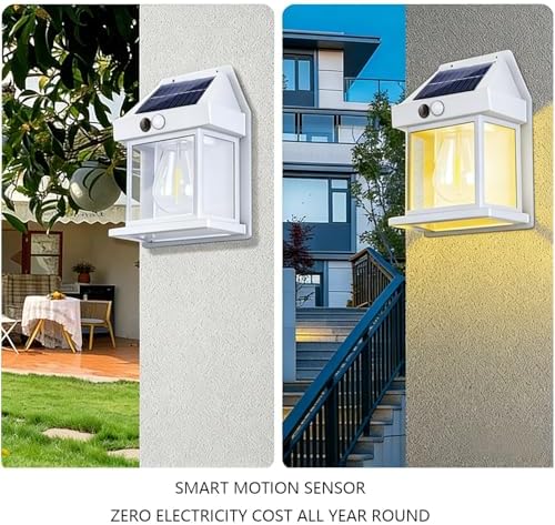 2 Pack Solar Porch Lights, Solar Wall Lights Motion Sensor, Solar Lights Waterproof 3 Modes for Outdoor Patio Door Garage Fence Yard Garden (2, White) - Image 4