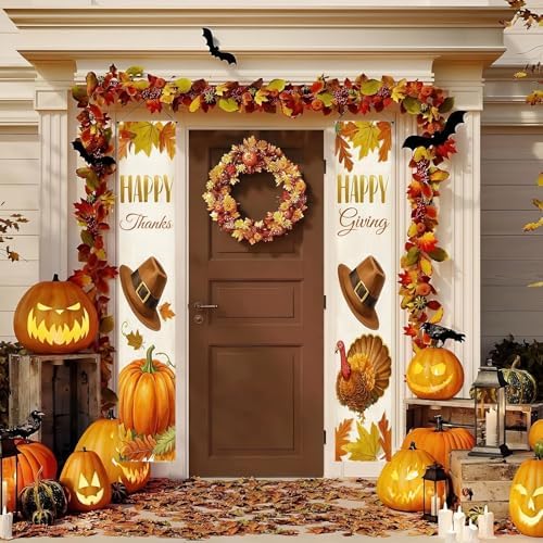 HOMETITUTE Happy Thanks Porch Banner Set 12 x 71 Inch 2 Pack - Image 2