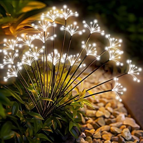Solar Garden Lights 2 Pack Waterproof Swaying Starburst Lights White by Slyuexu