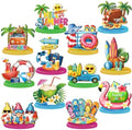 Wesiti 12 Pcs Summer Table Decor Wooden Summer Beach Table Centerpieces Beach Pool Balls Palm Tree Flamingo Tabletop Topper Tropical Hawaii Tiered Tray Decor for Kitchen Holiday Pool Party Supplies by Unteilti
