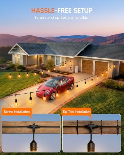 50FT Outdoor String Light 32+2 Bulbs 2W, 120W Dimmer Remote IP65 Waterproof - Image 5