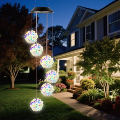 Solar Wind Chimes for Outside,Color Changing Colorful Rose Ball Solar Hanging Lights Outdoor,Waterproof Outdoor Solar Powered Lights for Garden Patio Yard Home,Gifts for Mom - Image 4