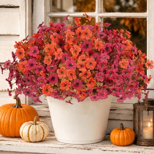 Artificial Fake Mums Fall Flowers for Outdoors Outside Autumn Decoration by Digtecno