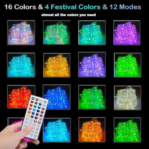 Vigdur Outdoor Rope Lights, 33FT Color Changing Rope Lights with Remote - Image 2