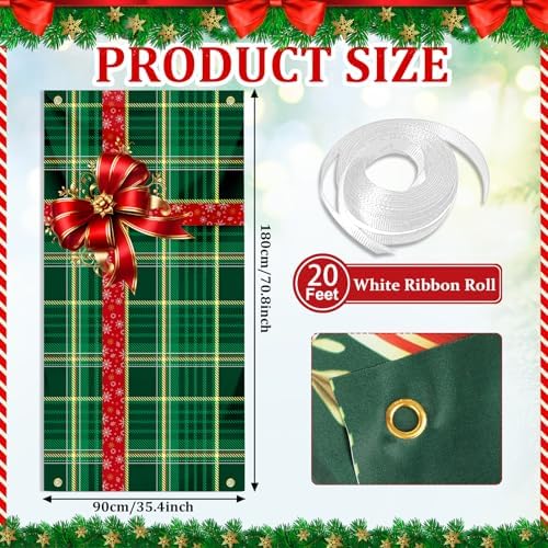 Christmas Door Cover Snowman Decoration Xmas Large Photography Background Banner Porch Sign for Winter Indoor Outside Front Door Banner Farmhouse Party Supplies 6 x 3 Feet - Image 7