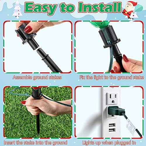 Sumind 2 Set 18 FT Christmas Walkway Lights Outdoor, 10 Bulbs Plug in - Image 6