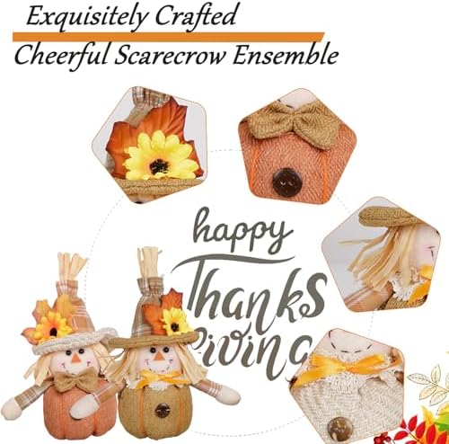 Thanksgiving Fall Decorations Set-52PCS Harvest Decor with Artificial Pumpkins,Acorns,Pinecones,Scarecrow,and Maple Leaves for Autumn Table Centerpiece,Tiered Tray,Home Decor,and Halloween Display - Image 4