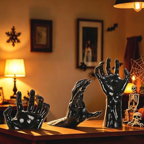 Halloween Wall Decor, Gothic Set of 3, LED Candle Hands Indoor Decoration - Image 4