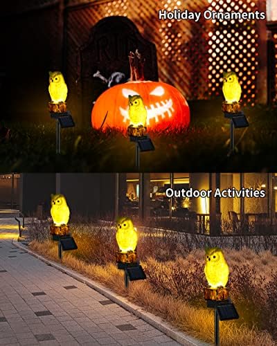 iStatue 2PC Solar Owl Garden Stake Lights, Handcrafted Resin Owl Outdoor Decor with Soft Warm Light, Solar Powered Lawn & Pathway Accent Gardening Gift (2-Pack, Owl) - Image 7