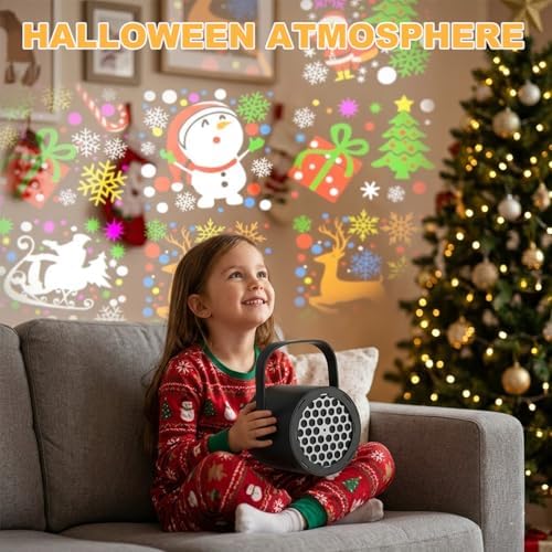 LED Christmas Projector Lamp, 16-Pattern HD Projector Light, USB-Powered mini ABS Projector, Indoor Outdoor Home Decor for Living Room Bedroom Party - Image 2