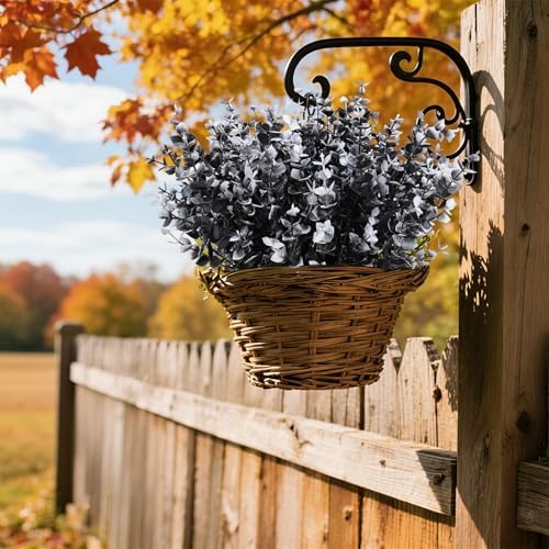 RECUTMS Black Artificial Greenery,12Pc Fake Fall Outdoor UV Resistant Plant - Image 3