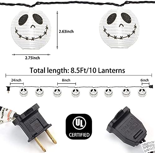 GOOTHY 8.5Ft Halloween Lantern String Lights, 10 White Ghost Nylon Lantern Lights for Holiday Decoration, Connectable Halloween Lanterns Outdoor for Garden, Bedroom, Bar, Party Decor, Waterproof - Image 2