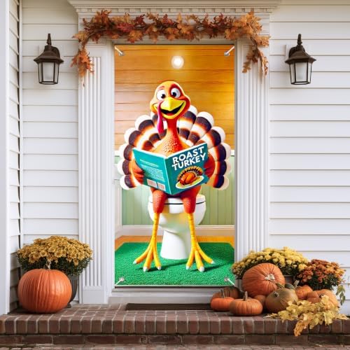 BlissYard Thanksgiving Door Cover Funny Turkey Bathroom 35 x 71 Inch - Image 4