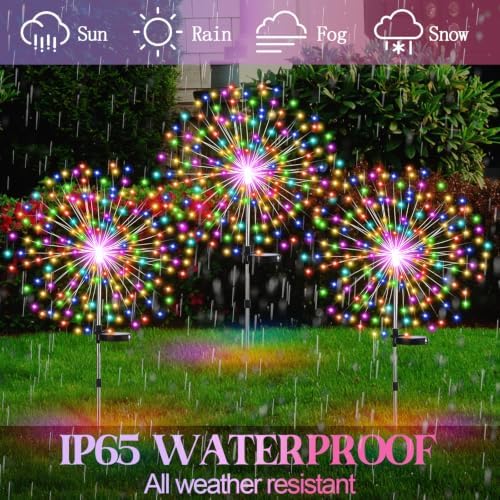 Tujoe 4 Pack Halloween Outdoor Garden Decoration Solar Firework Lights - Image 5