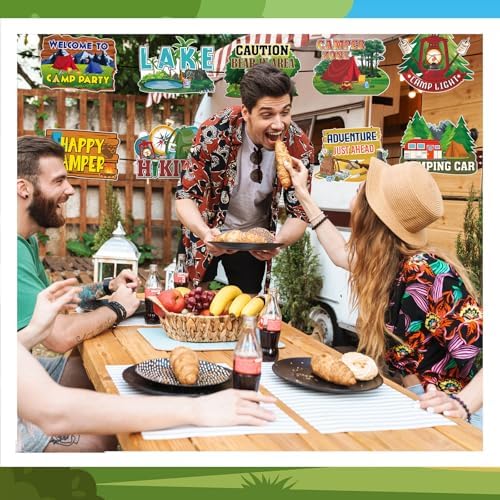 Yaomiao 2 Sets 10 Pcs Fall Camping Porch Sign Party Decorations - Image 3