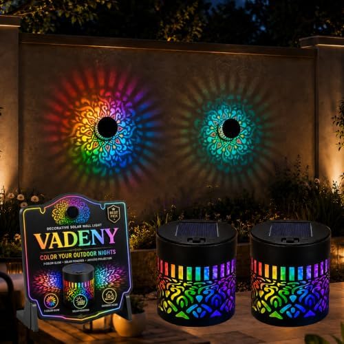 Solar Mandala Lights Outdoor Wall Seven Color Projector 2 Pack by Unknown