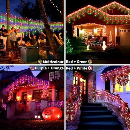 49FT 128 Functions Christmas Icicle Lights Outdoor with 504 LED 8 Modes and Timer Curtain Lights Outside for Garden Holiday Gatherings Indoor Outdoor Decorations - Image 4
