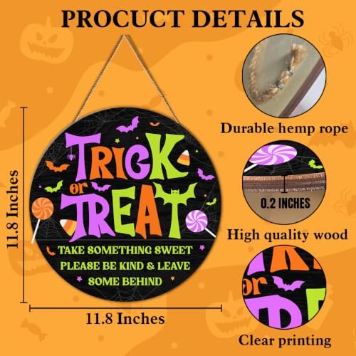 Trick or Treat Halloween Candy Sign Halloween Door Decor for Home - Image 2