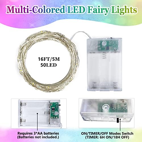 2 Pack Fairy Lights Battery Operated 16FT 50 LED String Lights Multicolor - Image 2