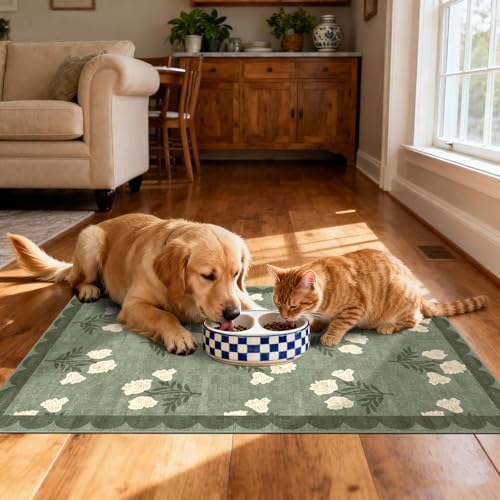 Floral Outdoor Rug - 28" x 43" Front Door Mat Indoor Outside Entrance Non-Slip Washable Outdoor Mat Sage Green Spring Scalloped Rug for Entryway Kitchen Bedroom Layered Doormat for Front Porch - Image 7