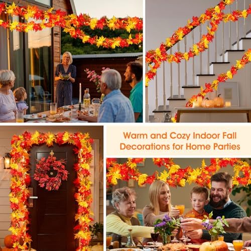 Fall Decorations for Home Large Maple Leaves 9Ft Plug in Fall Lights with 50 Orange Bulbs UL Certified Connectable Fall Decor Garland for Indoor Outdoor Halloween Thanksgiving Harvest Decorations - Image 5