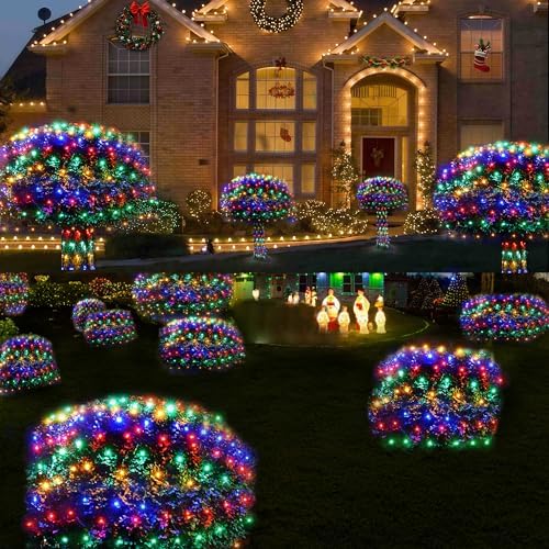 WBao Christmas Lights Outdoor 200LED F8 Big Bulbs, 8.4ft x 5.2ft Christmas Bushes Lights with 8 Modes, Timer, End to End Connectable, Waterproof for Lawn, Bushes Outdoor Xmas Decorations, Multicolor - Image 5
