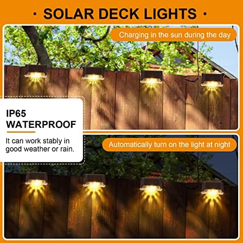 Geelin 32 Pcs Solar Deck Step Lights Outdoor, Brown Shell Warm White Light - Image 3