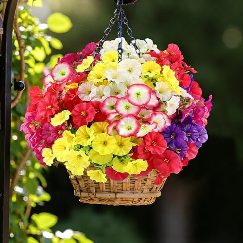 18Pcs Artificial Flowers Fake Outdoor Plants Silk Morning Glory with Eucalyptus UV Resistant Faux Flowers for Outside indoor Planter Front Door Porch Yard Patio windowsill Home Decor (Mix 6 colors) - Image 7