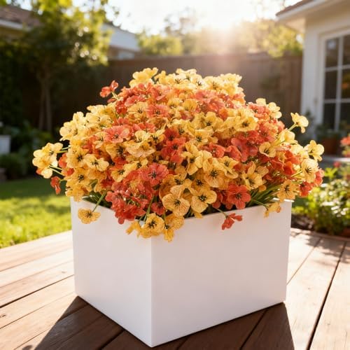 Artificial Fall Flowers for Outdoor Faux Plants for Spring Summer Decoration, UV Resistant Realistic Silk Plastic Fake Autumn Fall Flowers Garden Porch Patio Balcony Yard Front Home Decor, 24 Bundles - Image 4