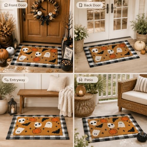 Tinideya 2 Pcs Halloween Layered Doormat Set for Front Porch, Ghost - Image 5