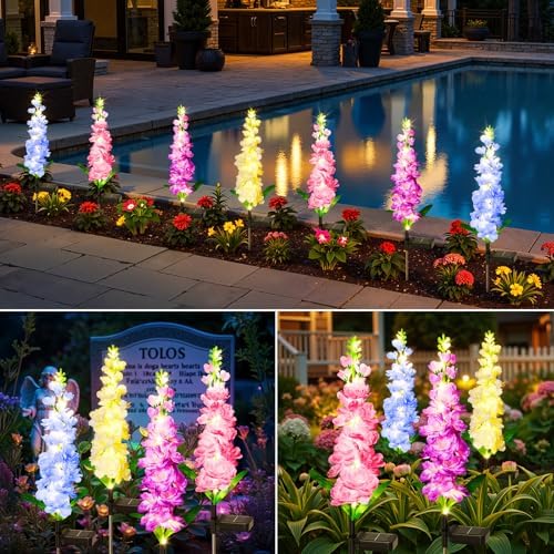KOOPER Solar Lights Outdoor Garden Decor, 4 Pack Upgraded Delphinium Solar Garden Lights with 36 LEDs, Vivid Flowers Outdoor Waterproof for Landscape Patio Yard Decor - Image 6