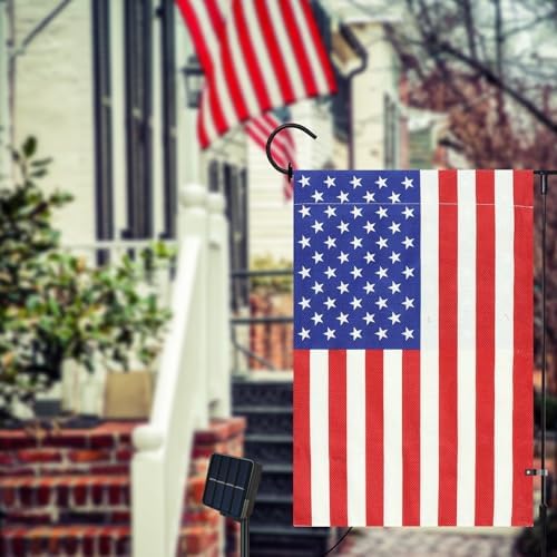 Lighted American Garden Flag 12 x 18 Inch Double Sided Burlap Led 4th of July USA Garden Flag for Independence Day Party Yard Outdoor Decoration - Image 7