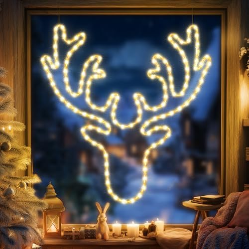 Jyoiat 32-Inch Christmas Reindeer Lights Outdoor with Timer Wall Decor by Jyoiat