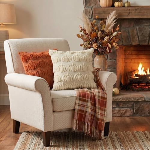 AVOIN colorlife Caramel Beige Fall Pumpkin Throw Pillow Covers 18x18 Inch - Image 4