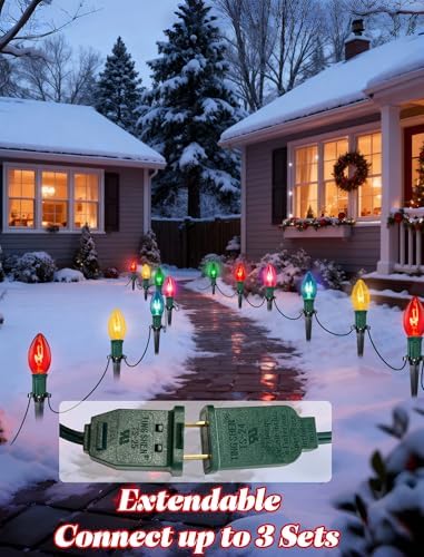 Christmas Pathway String Lights Outdoor, 38FT C9 Multicolor Pathway Lights - Image 3