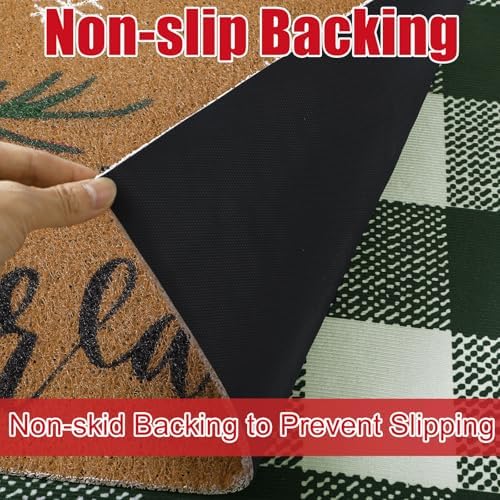 Drydiet 2 Pcs Layered Door Mats, Buffalo Plaid Coir Non Slip Front Porch - Image 5