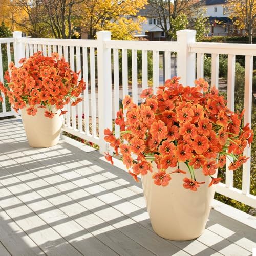 6 Bundles Artificial Mums Flowers for Outdoors, UV Resistant Fall Flowers - Image 6