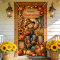 NYZE Happy Thanksgiving Scarecrow Door Cover, Fall Harvest Pumpkin Sunflower Door Banner, Autumn Maple Leaf Farmhouse Porch Decor for Thanksgiving Indoor Outdoor by GIVEYOUTHEBEST