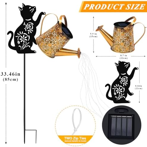 Solar Garden Lights Outdoor Decor, Cat Watering Can Lights for Yard, 1 Pack - Image 6