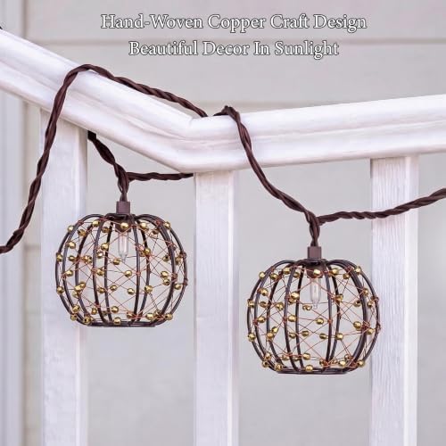 Decorative String Lights, 8.5ft with 10 Pumpkin Gold Beaded Copper Wire Lanterns, UL Certified Connectable Fairy Lights for Indoor Outdoor Patio Porch Garden Wedding Decor (1) - Image 6
