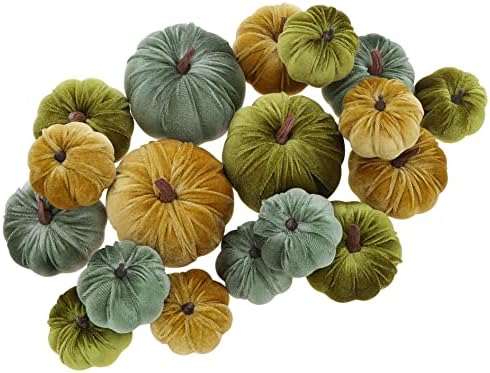 Woration 18pcs Small Velvet Fake 3 Size Artificial Pumpkins Fall Decoration by Woration
