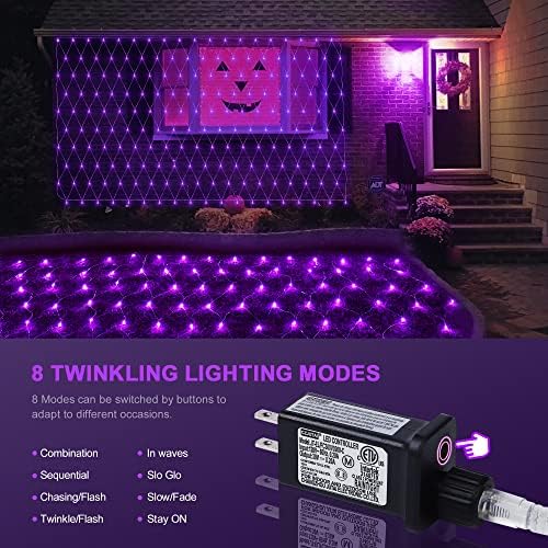 woohaha Purple 192LED 9.8ftx6.6ft Halloween String Net Lights for Bushes - Image 2