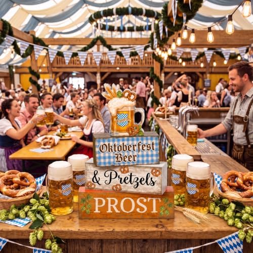 Colingmill 4 Pcs Oktoberfest Table Decorations Wooden Beer Sign - Image 6