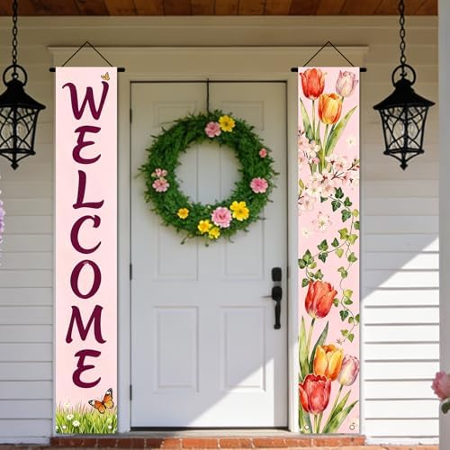 Nuxovilar Spring Tulip Butterfly Banners Set 12x70 Inches Polyester - Image 2