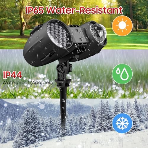 3-in-1 Christmas Projector Lights Outdoor, Dynamic Snowflakes + Ocean Wave Water Pattern + Red/Green Laser Light Show, IP65 Waterproof Remote Projector for Yard, Holiday Decor - Image 4