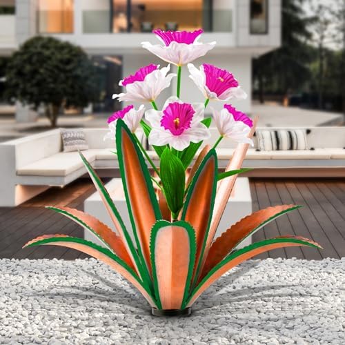 TOMBABY Huge Metal Agave Plants Outdoor Decoration Outdoor Garden Decorated with Flowers Mexican Yard Art Plant Garden Gift (red 1 Pack) by TOMBABY
