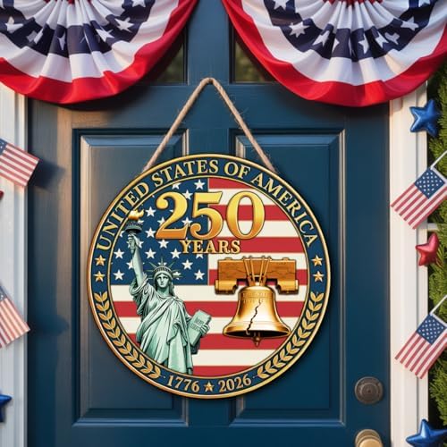 250th Anniversary Patriotic Wooden Door Sign, 4th of July Door Decoration Sign - Image 2